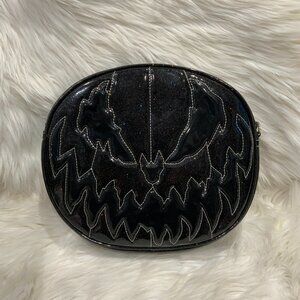 Love Pain and Stitches Double Sided Black Iridescent Pumpkin Crossbody Bag